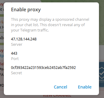 Telegram Proxy Popup